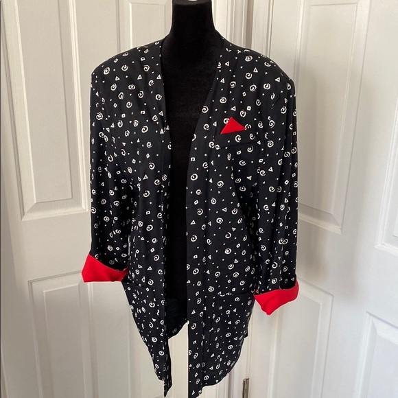 Breakin’ Loose 80s Black and Red Patterned Blazer - Picture 1 of 12
